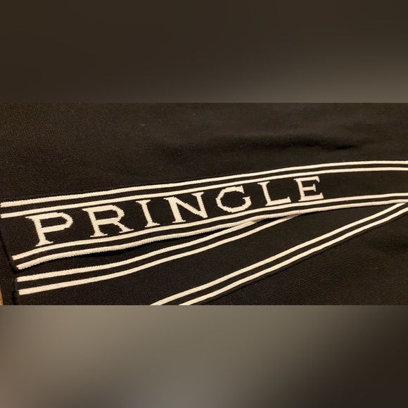 PRINGLE OF SCOTLAND X H&M BLACK WHITE LOGO FAUX WRAP KNIT MIDI SKIRT - S - Picture 4 of 6